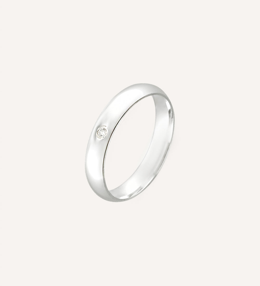 Aliança Namoro Prata 950 1 Zircônia Abaulada 4mm - Montezza Joias