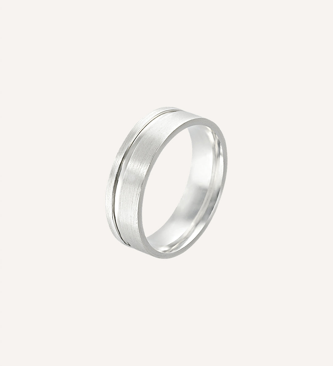 Aliança Namoro Prata 950 Fosca Friso Lateral 6mm - Montezza Joias