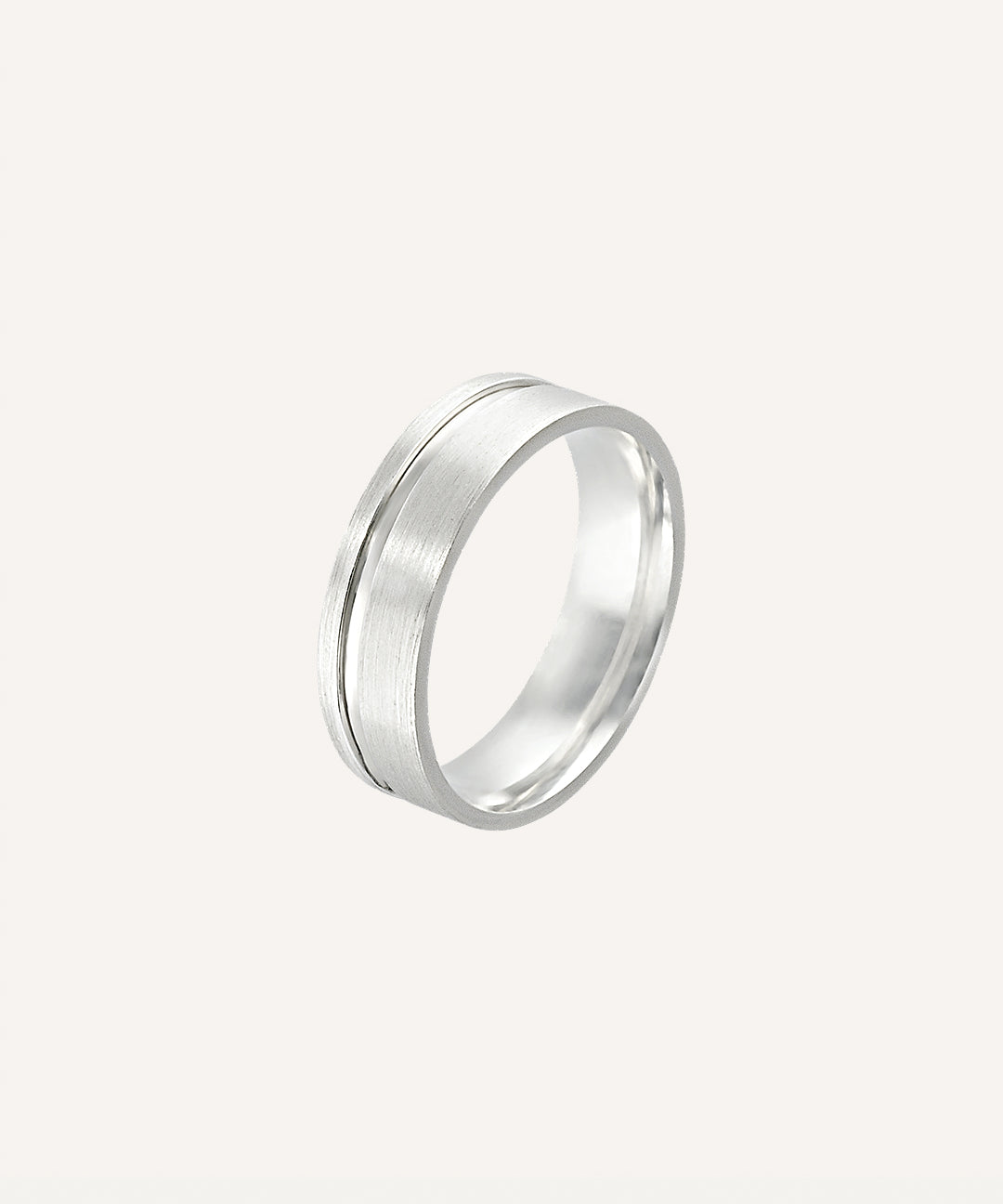 Aliança Namoro Prata 950 Fosca Friso Lateral 6mm - Montezza Joias