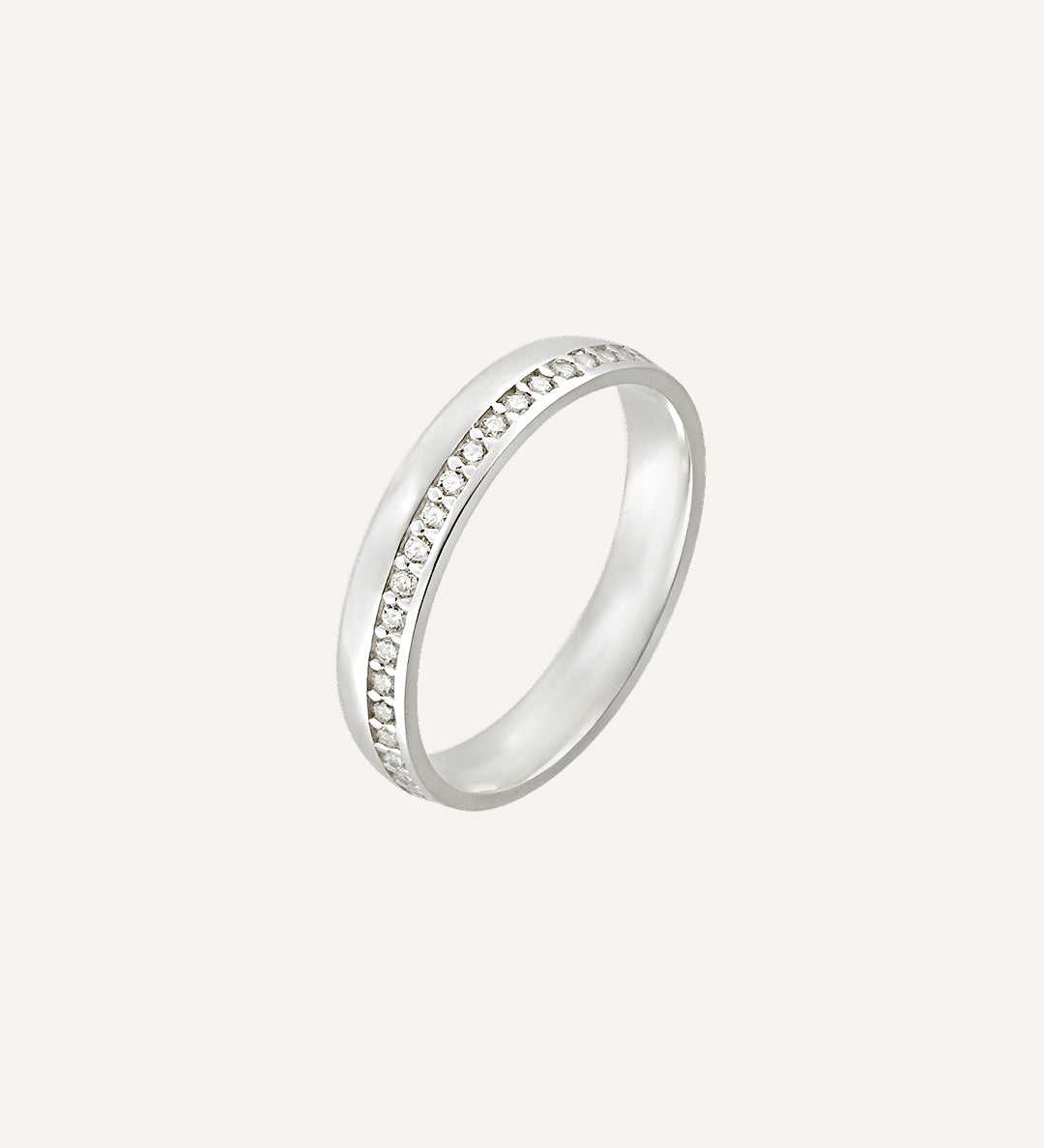 Aliança Namoro Prata 950 1 Linha Cravejada Abaulada 4mm - Montezza Joias