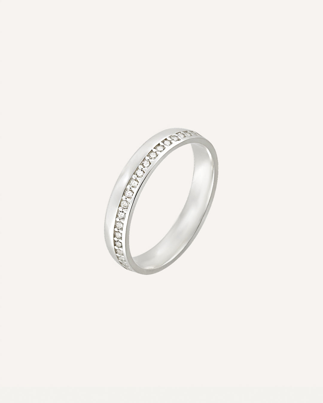 Aliança Namoro Prata 950 1 Linha Cravejada Abaulada 4mm - Montezza Joias