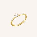 Anel Solitário Personalizado Ouro 18K Zircônia Aro Reto - Montezza Joias