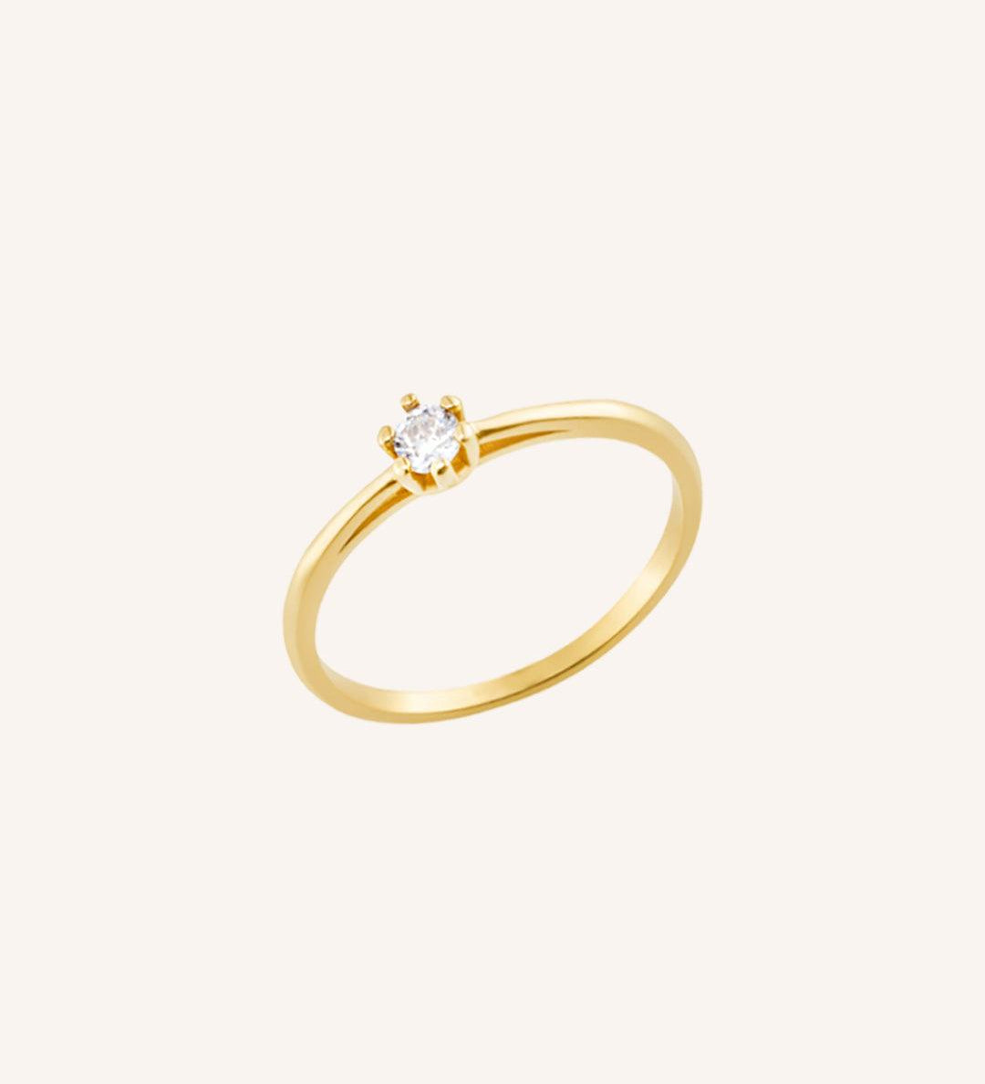 Anel Solitário Personalizado Ouro 18K Diamante Aro Delicado - Montezza Joias