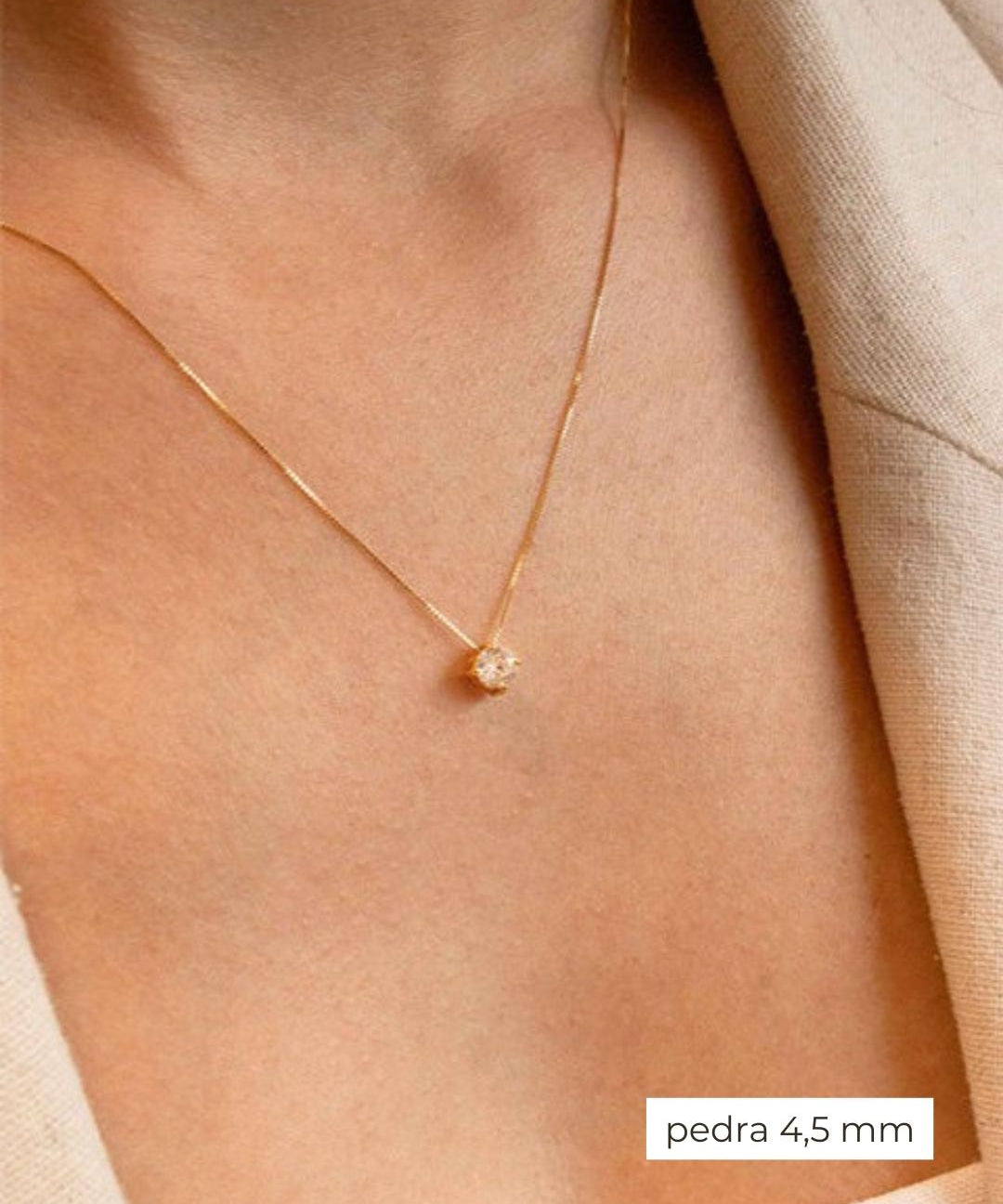 Colar Ponto de Luz Zircônia ou Diamante Ouro 18K