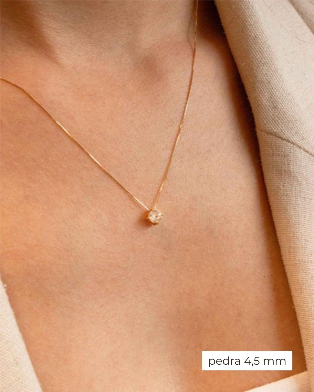 Colar Ponto de Luz Zircônia ou Diamante Ouro 18K