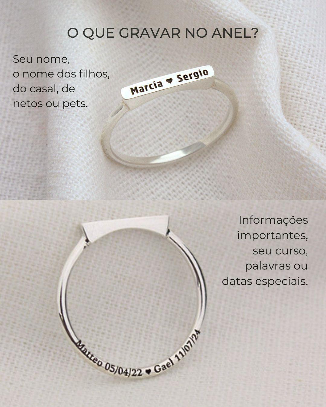 Anel Nome Personalizado Prata 950