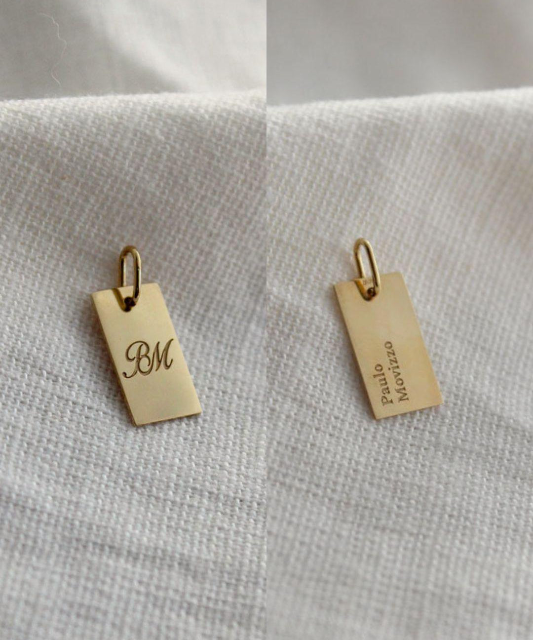 Pingente Personalizado Retangular Ouro 18K