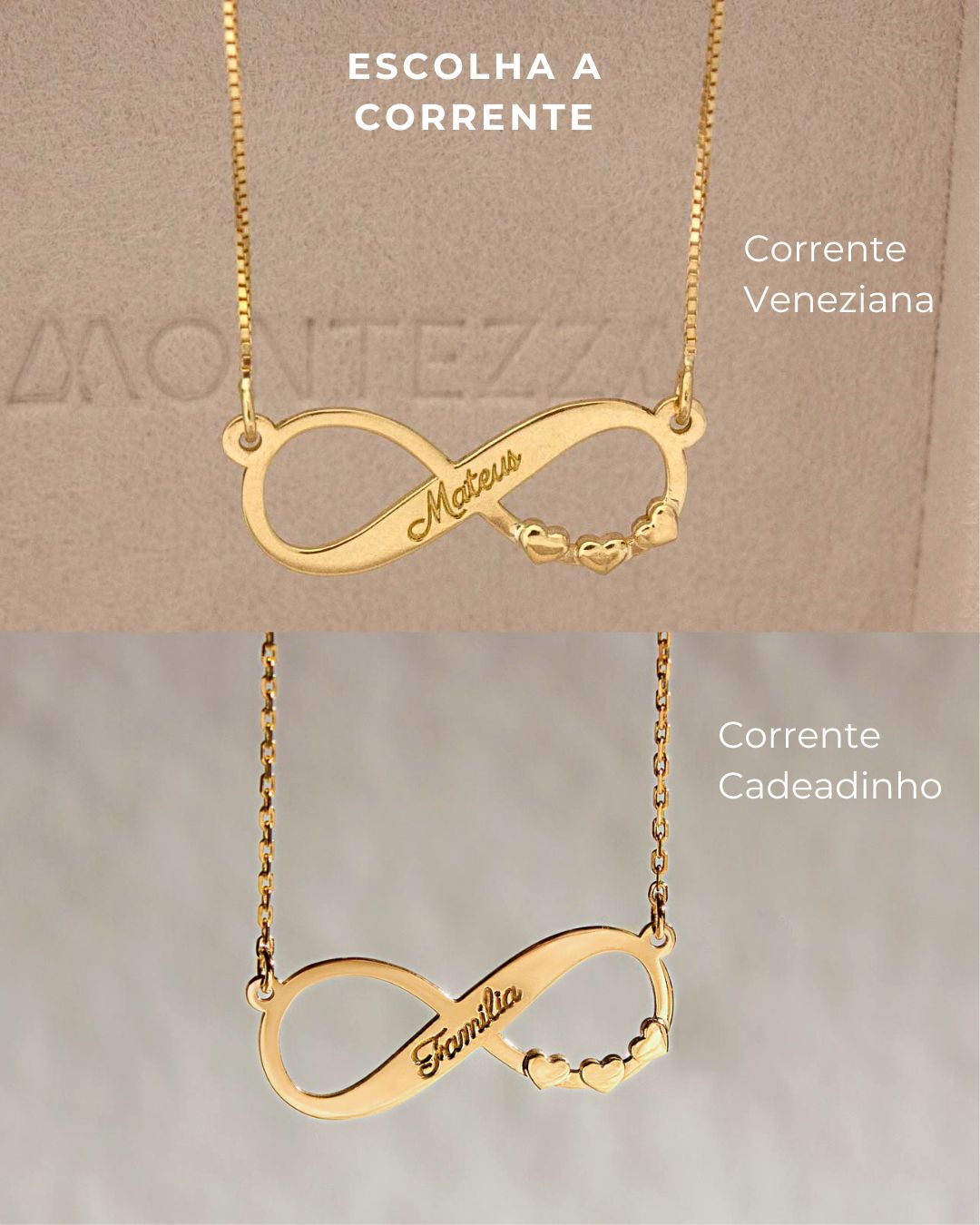 Colar Infinito Personalizado Ouro 18K