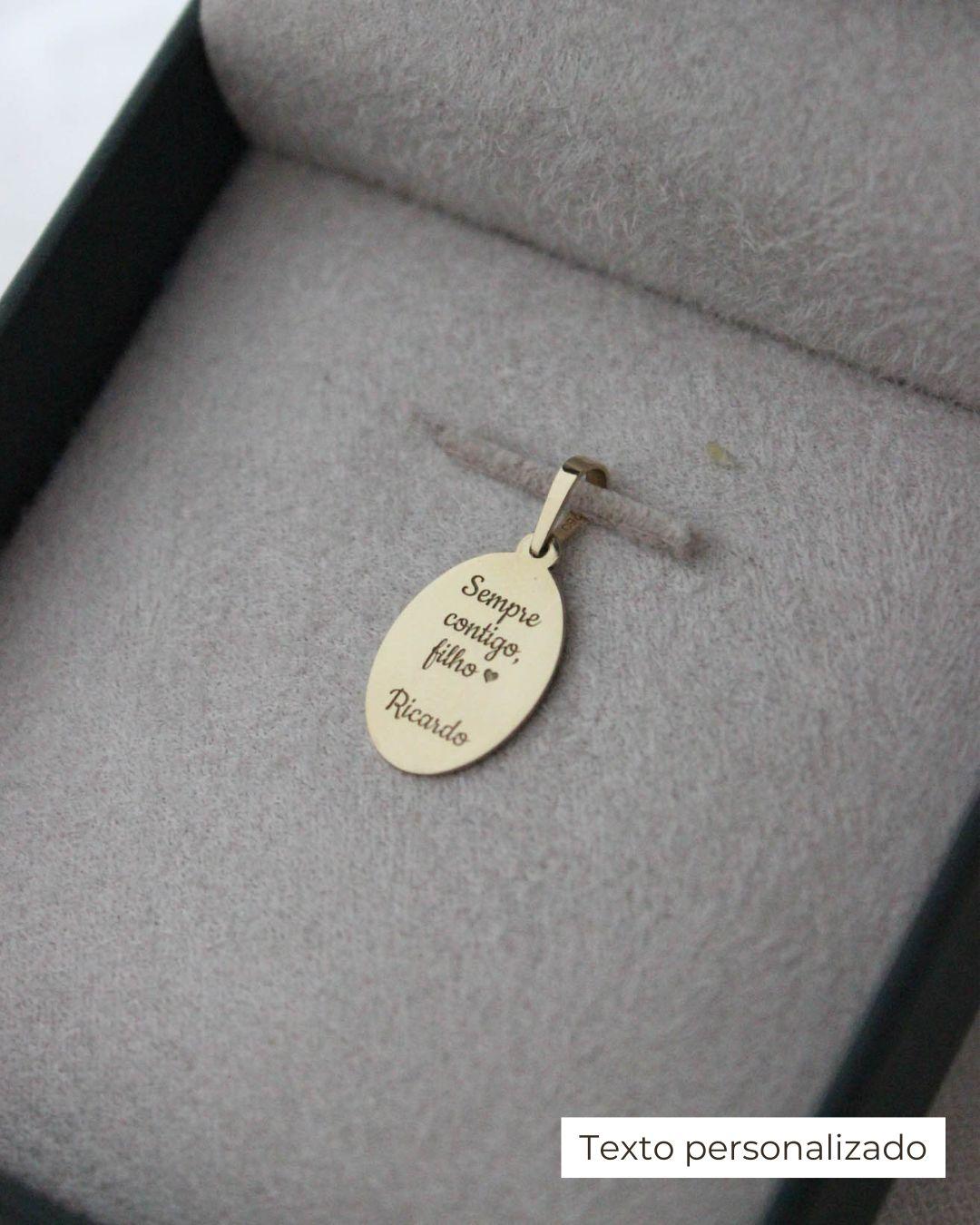 Pingente Personalizado Oval Ouro 18K