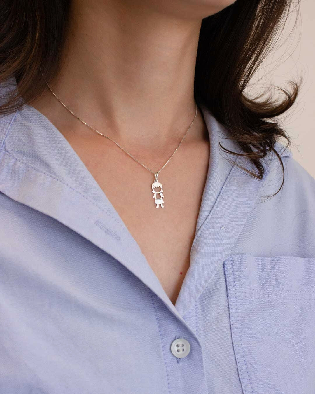 Pingente Personalizado Menina Luiza Prata 950