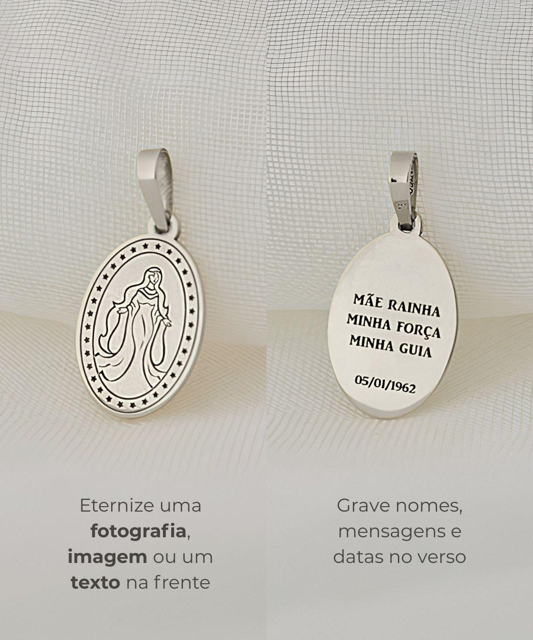 Pingente Personalizado Oval Prata 950