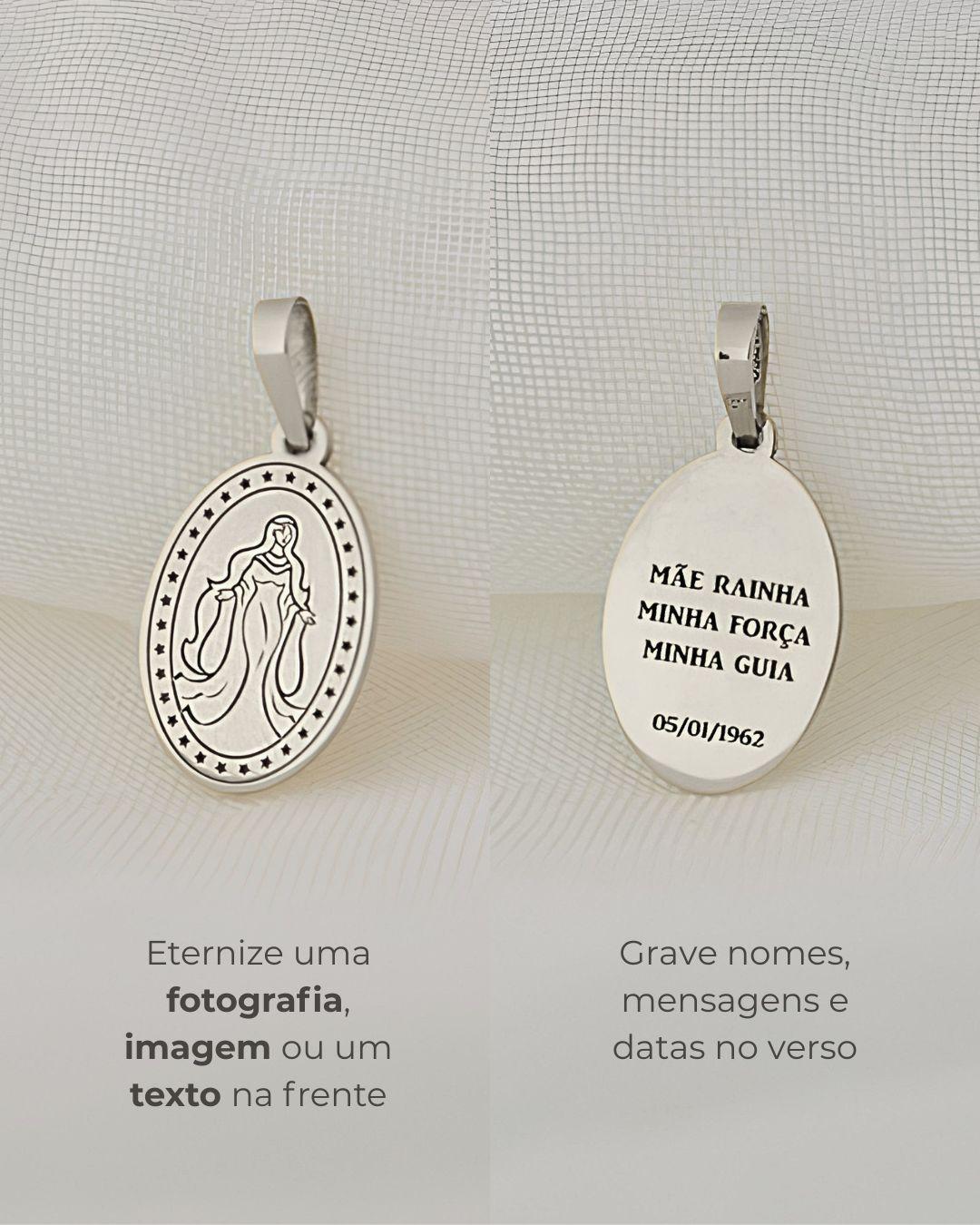 Pingente Personalizado Oval Prata 950