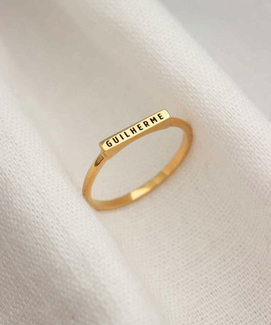 Anel Nome Personalizado Ouro 18K