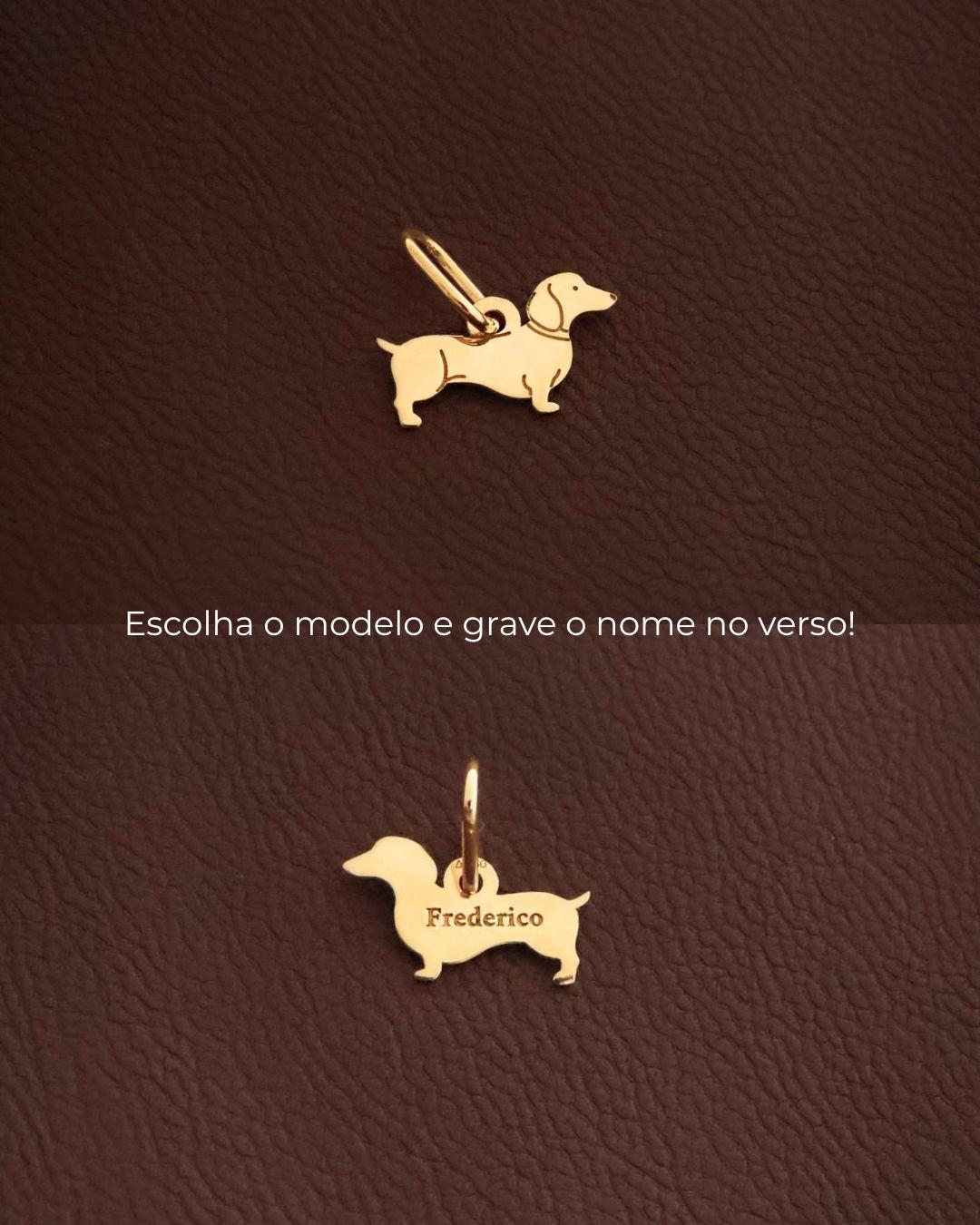 Pingente Cachorro Mini Personalizado Ouro 18K