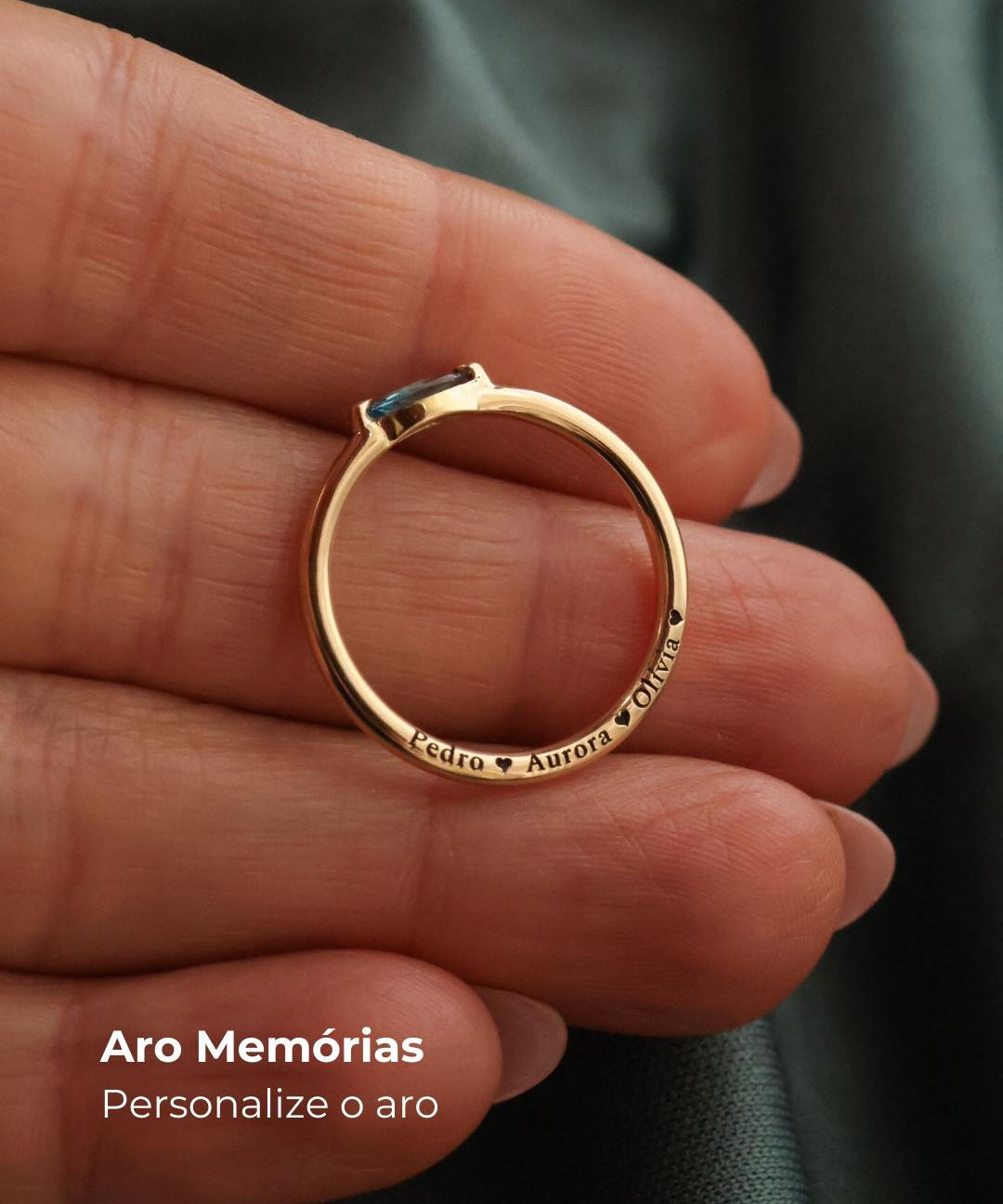 Anel Navete Memórias Daigo Personalizado Ouro 18K