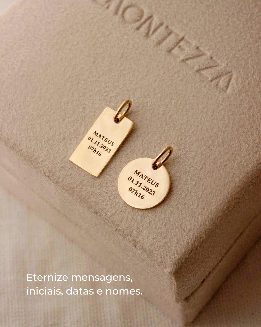 Kit Pingentes Personalizados Redondo + Retangular Ouro 18K