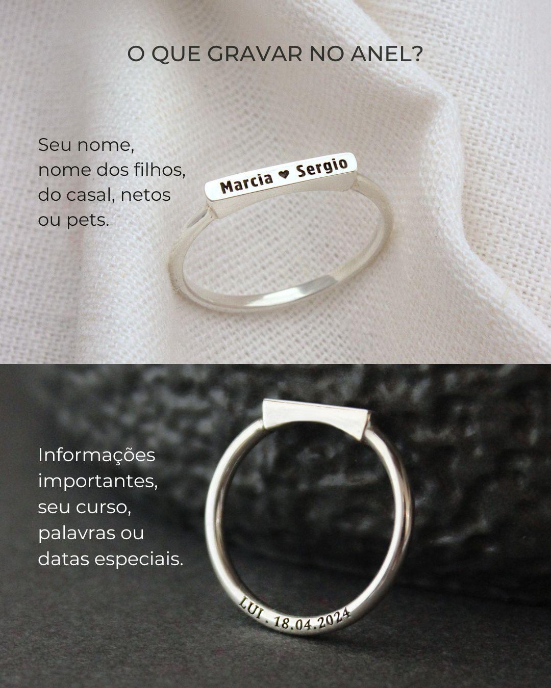 Anel Nome Personalizado Prata 950