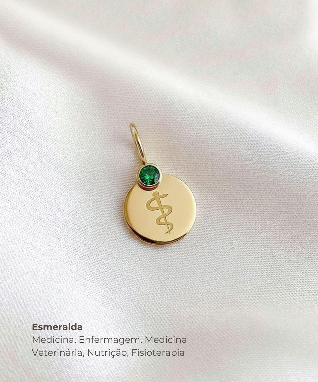 Pingente de Formatura Personalizado Ouro 18K com Pedra do Curso
