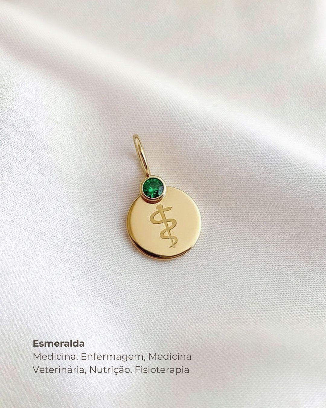 Pingente de Formatura Personalizado Ouro 18K com Pedra do Curso