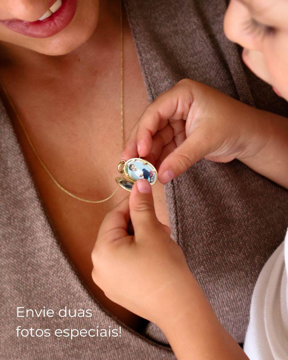 Pingente Relicário Oval Personalizado Ouro 18K