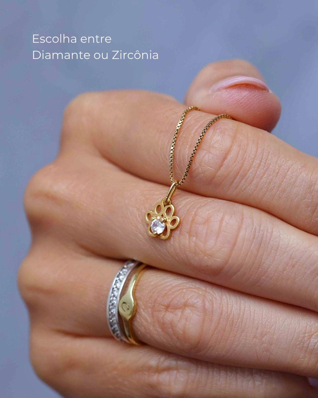 Pingente Patinha Cravejada Ouro 18K