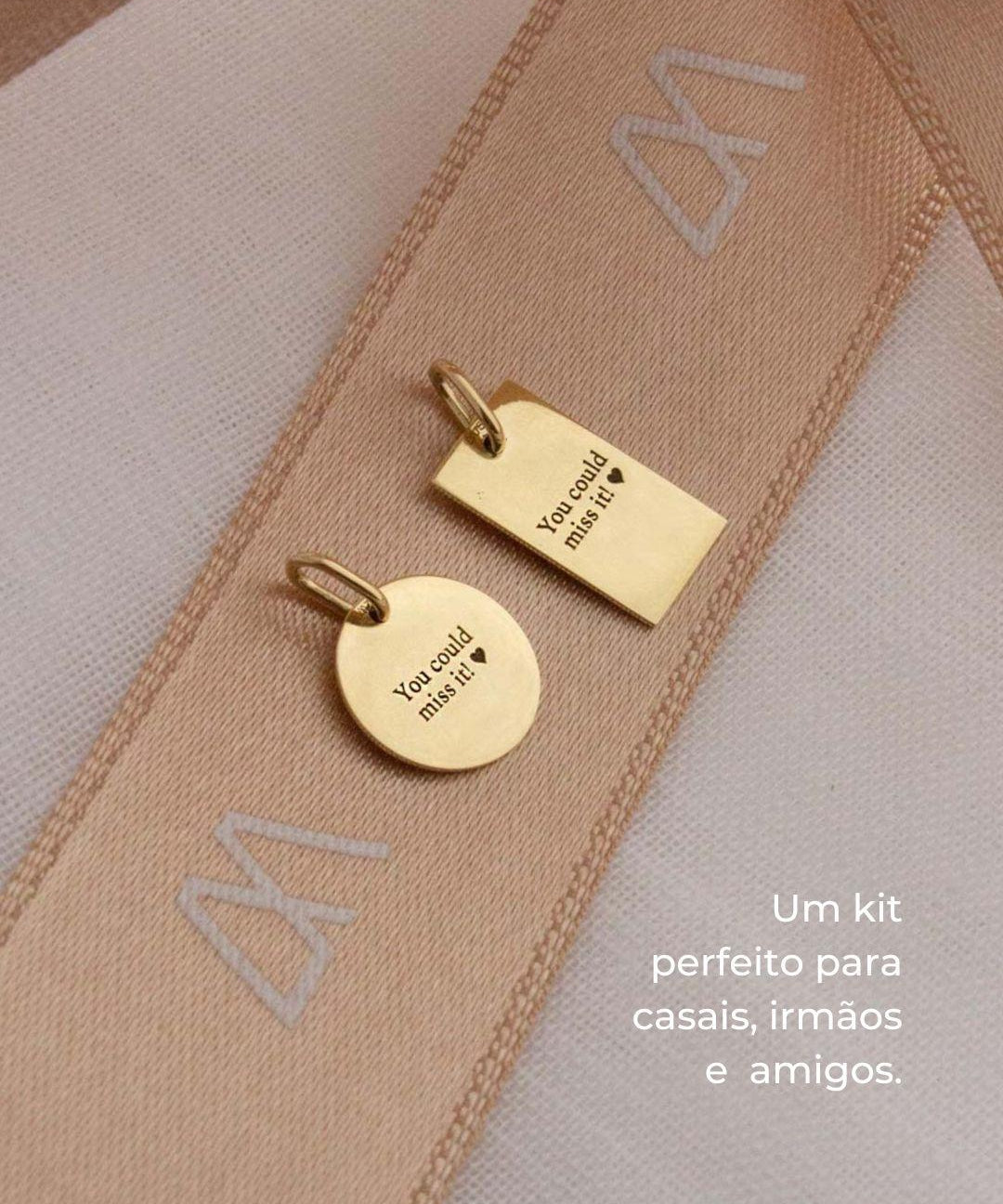 Kit Pingentes Personalizados Redondo + Retangular Ouro 18K