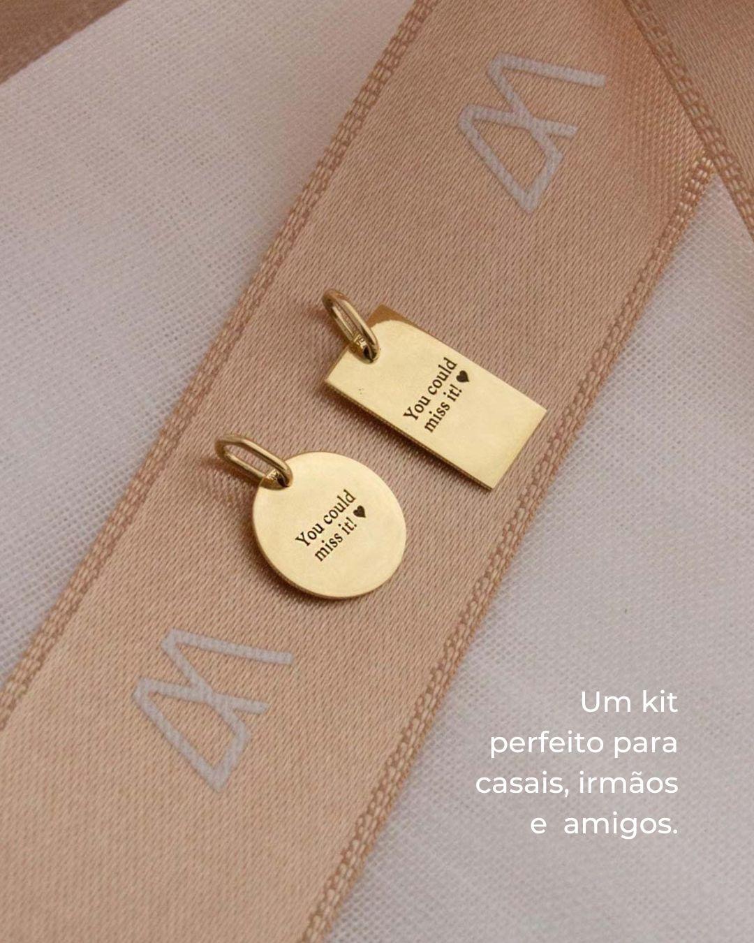 Kit Pingentes Personalizados Redondo + Retangular Ouro 18K