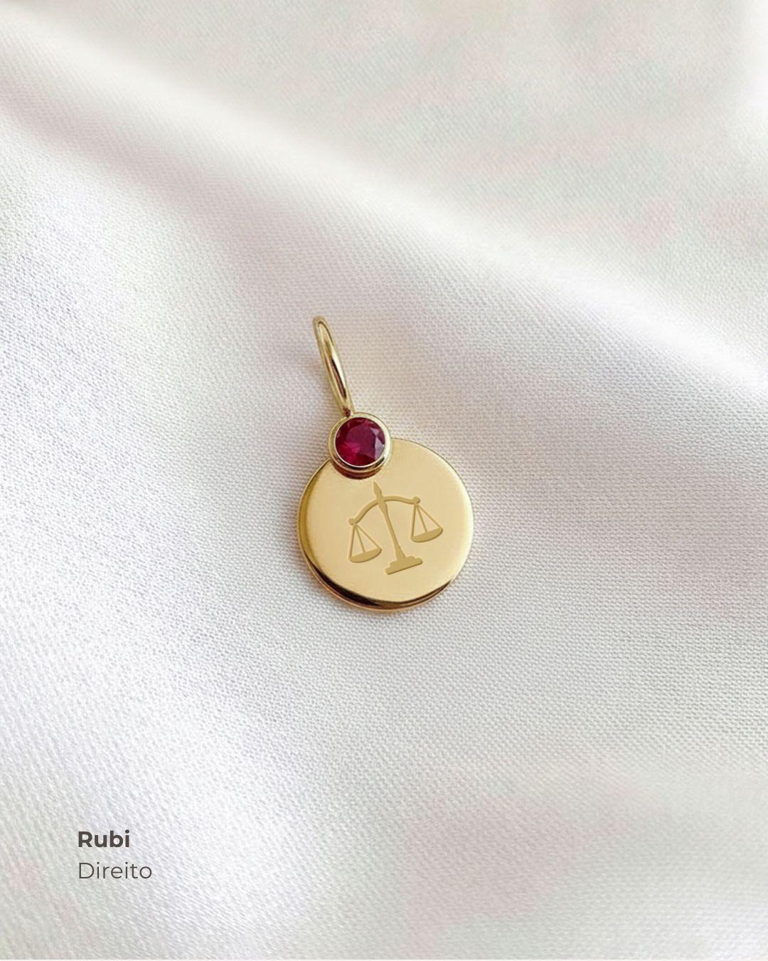 Pingente de Formatura Personalizado Ouro 18K com Pedra do Curso