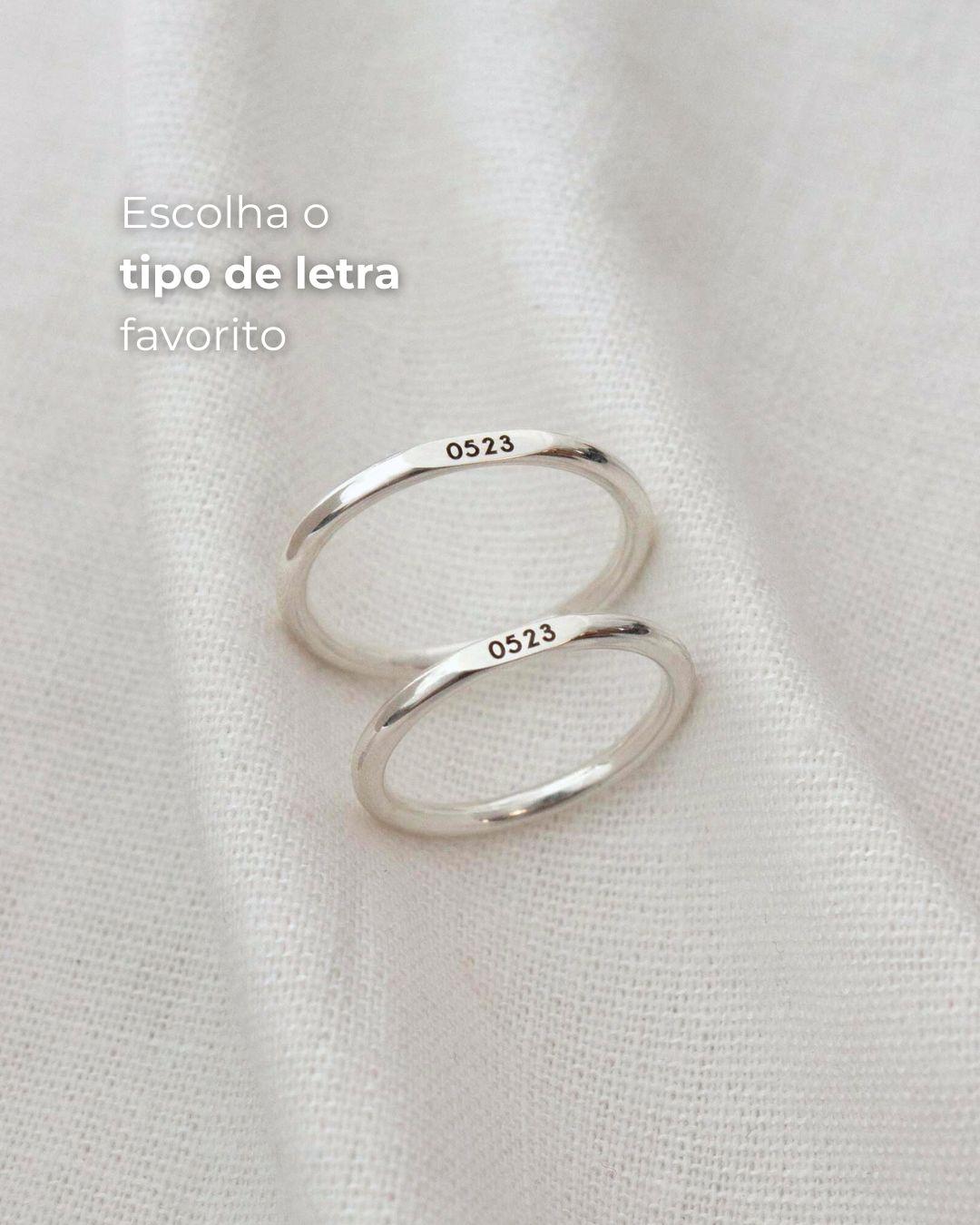 Anel Memórias Topo Reto Personalizado Prata 950 (NEW)