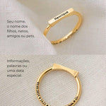 Anel Nome Personalizado Ouro 18K