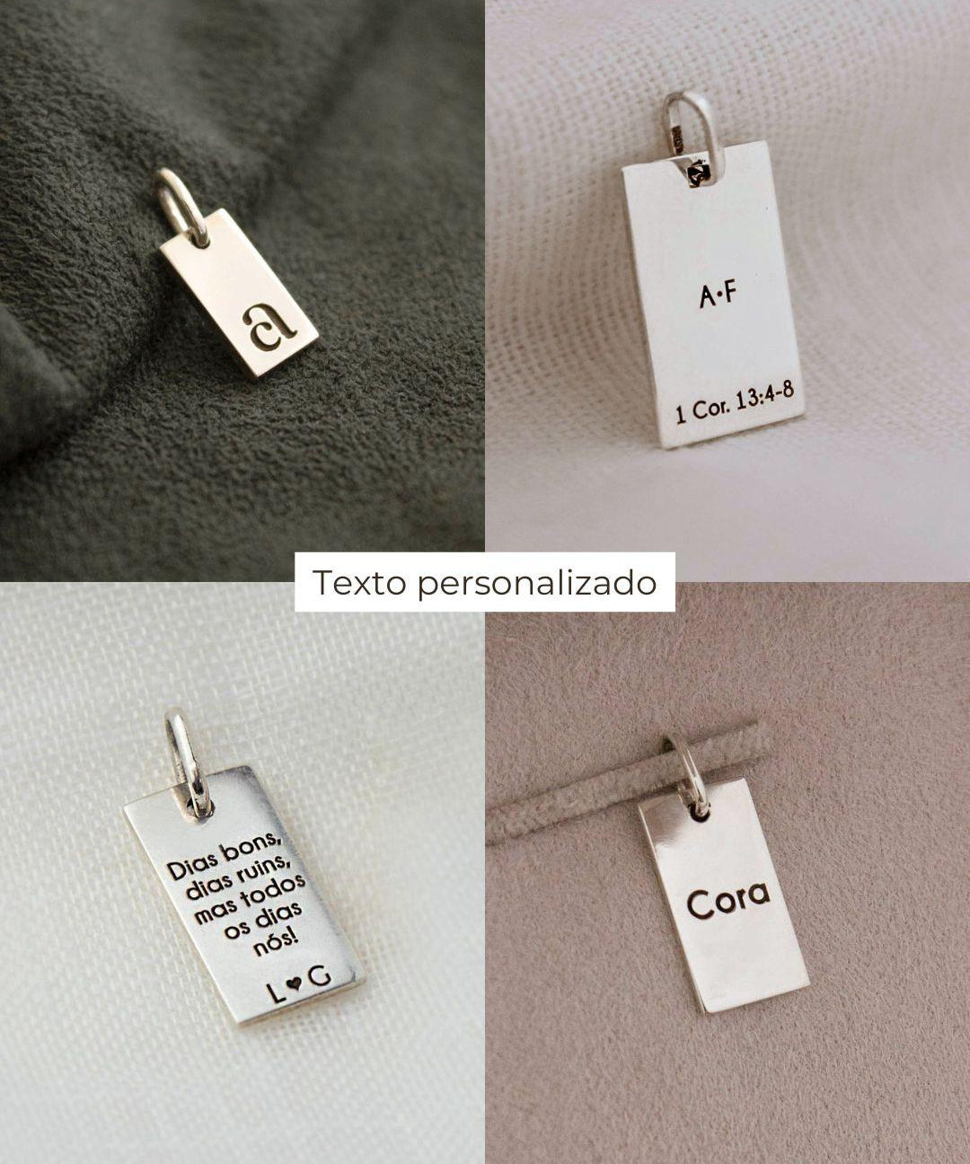 Pingente Personalizado Retangular Prata 950