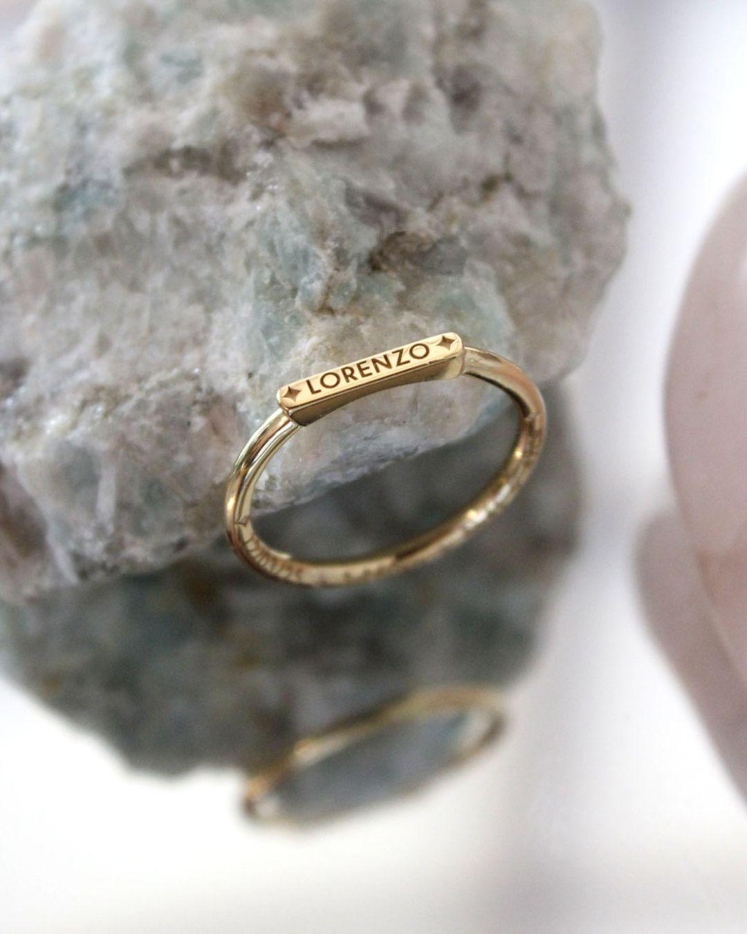 Anel Nome Personalizado Ouro 18K