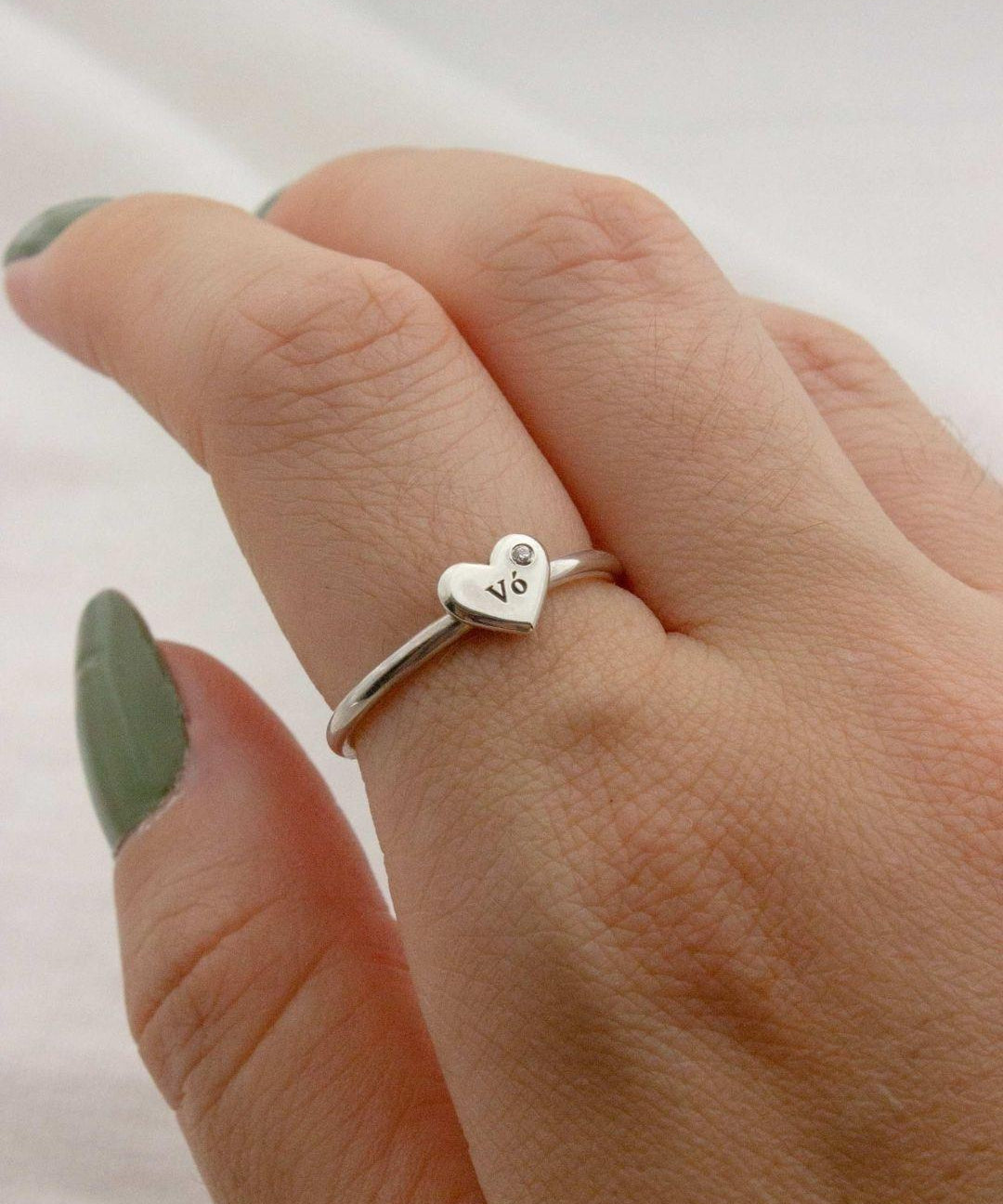 Anel Coração Personalizado Prata 950