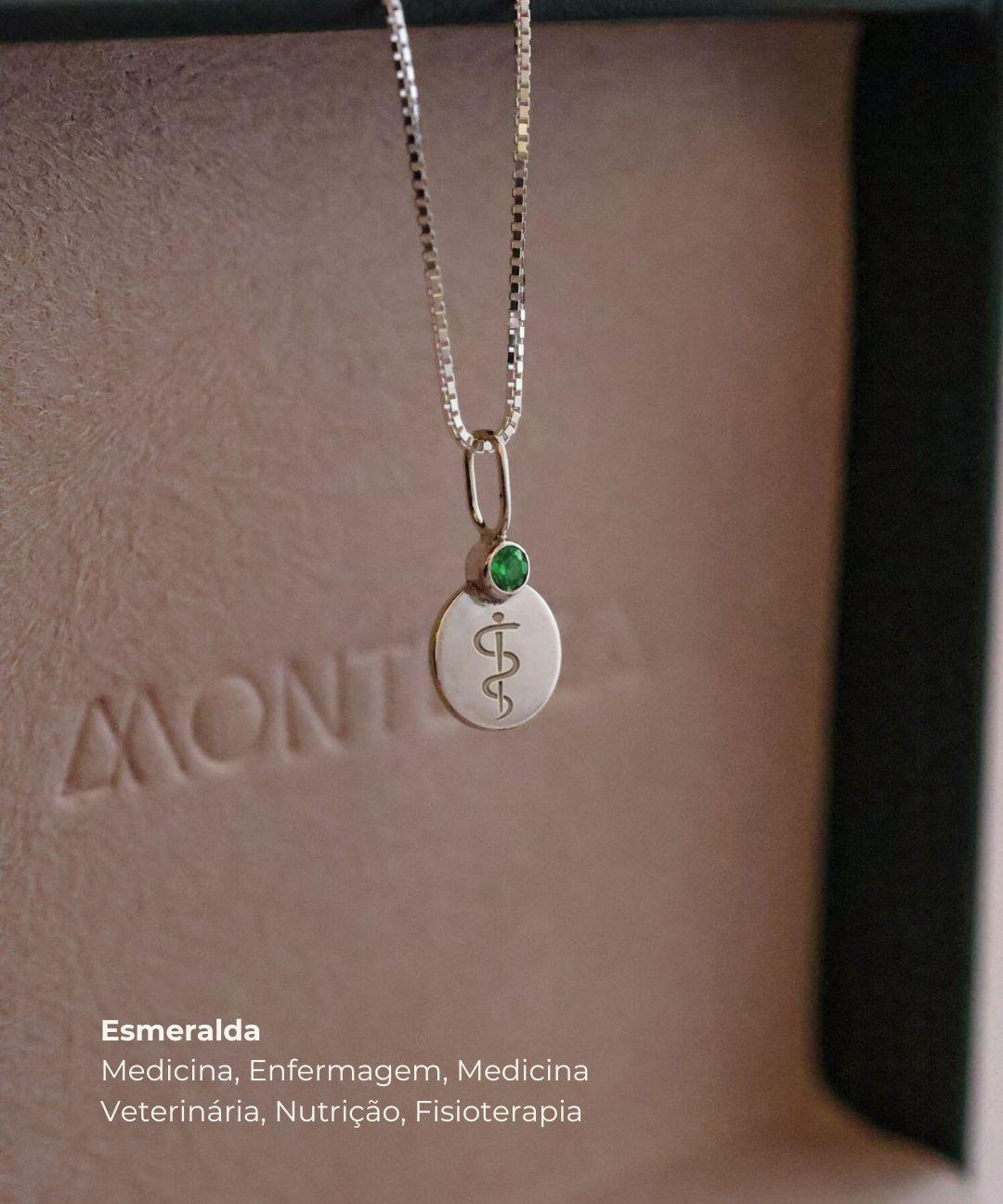 Pingente de Formatura Personalizado Prata 950 com Pedra do Curso