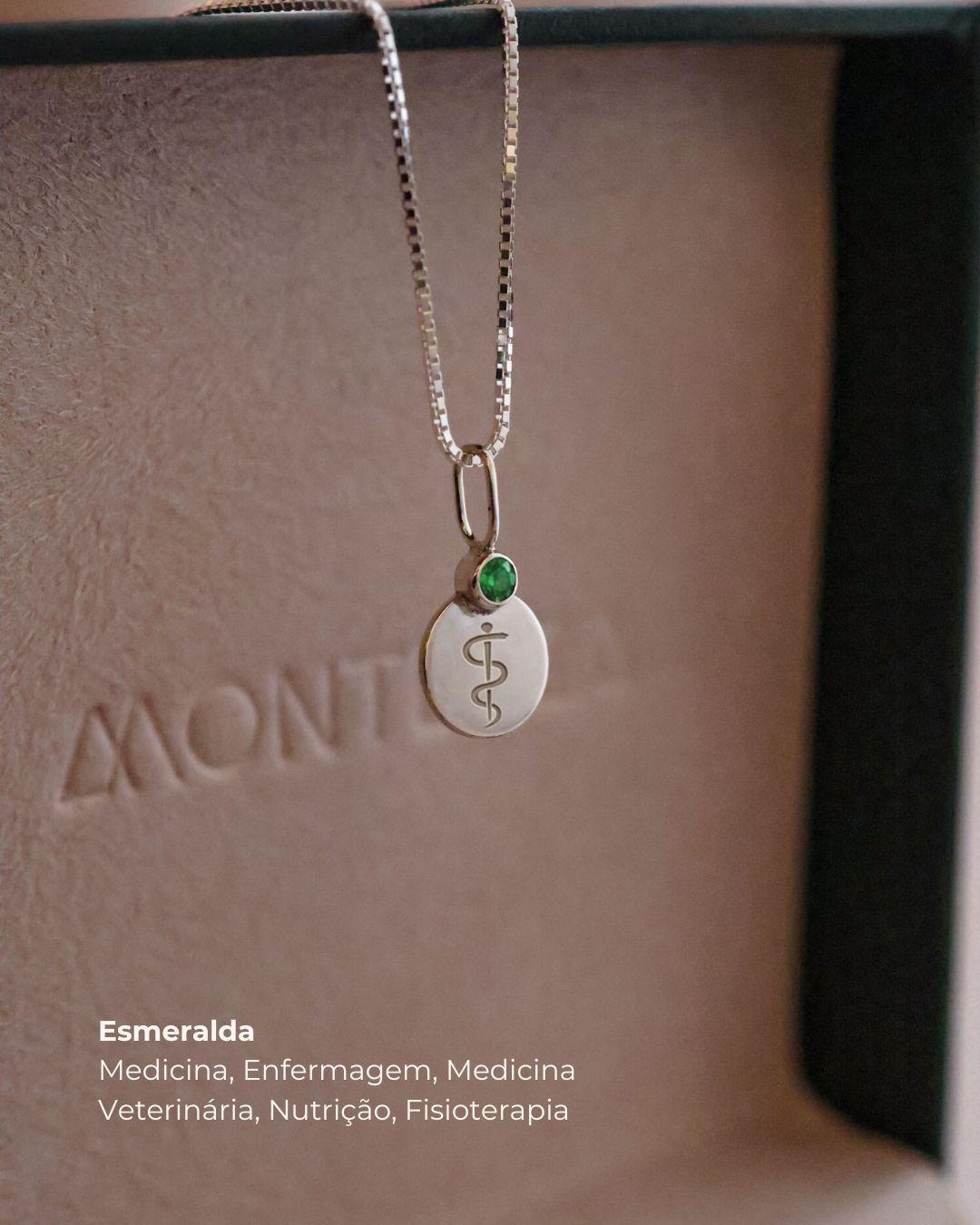 Pingente de Formatura Personalizado Prata 950 com Pedra do Curso