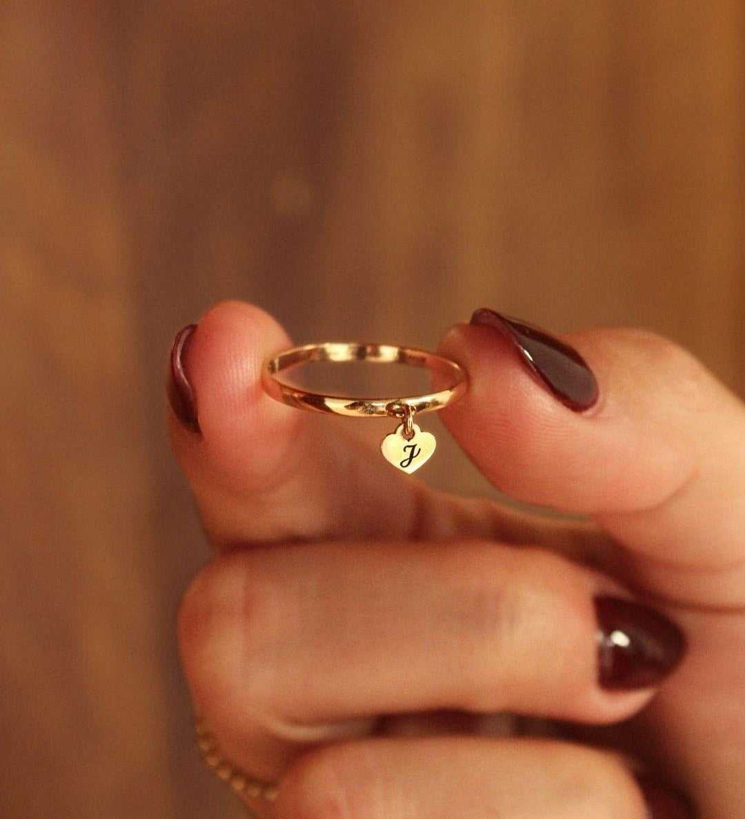 Anel Pingente Coração Personalizado Ouro 18K