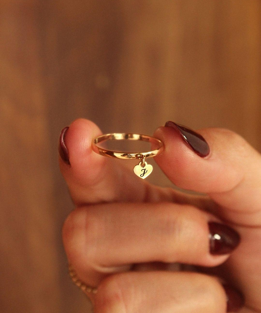 Anel Pingente Coração Personalizado Ouro 18K