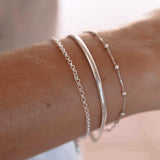 Pulseira Bolinhas Fio Veneziana 18cm Prata 925