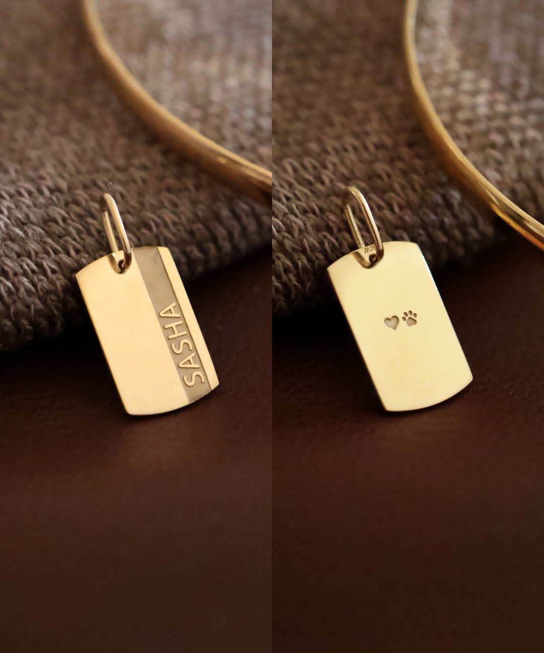 Pingente Placa com Friso Personalizado Ouro 18K