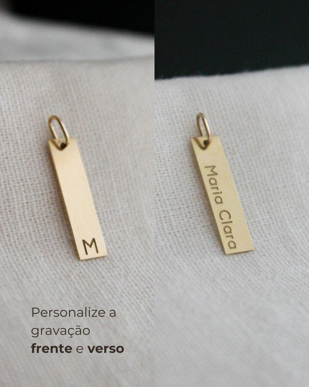 Pingente Personalizado Retangular Longo em Ouro 18k