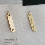 Pingente Personalizado Retangular Longo em Ouro 18k