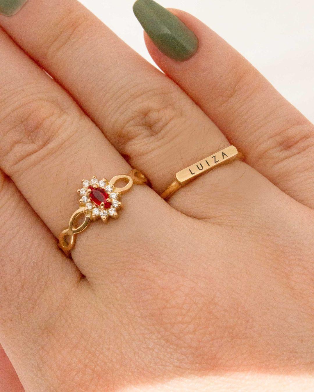 Anel Nome Personalizado Ouro 18K