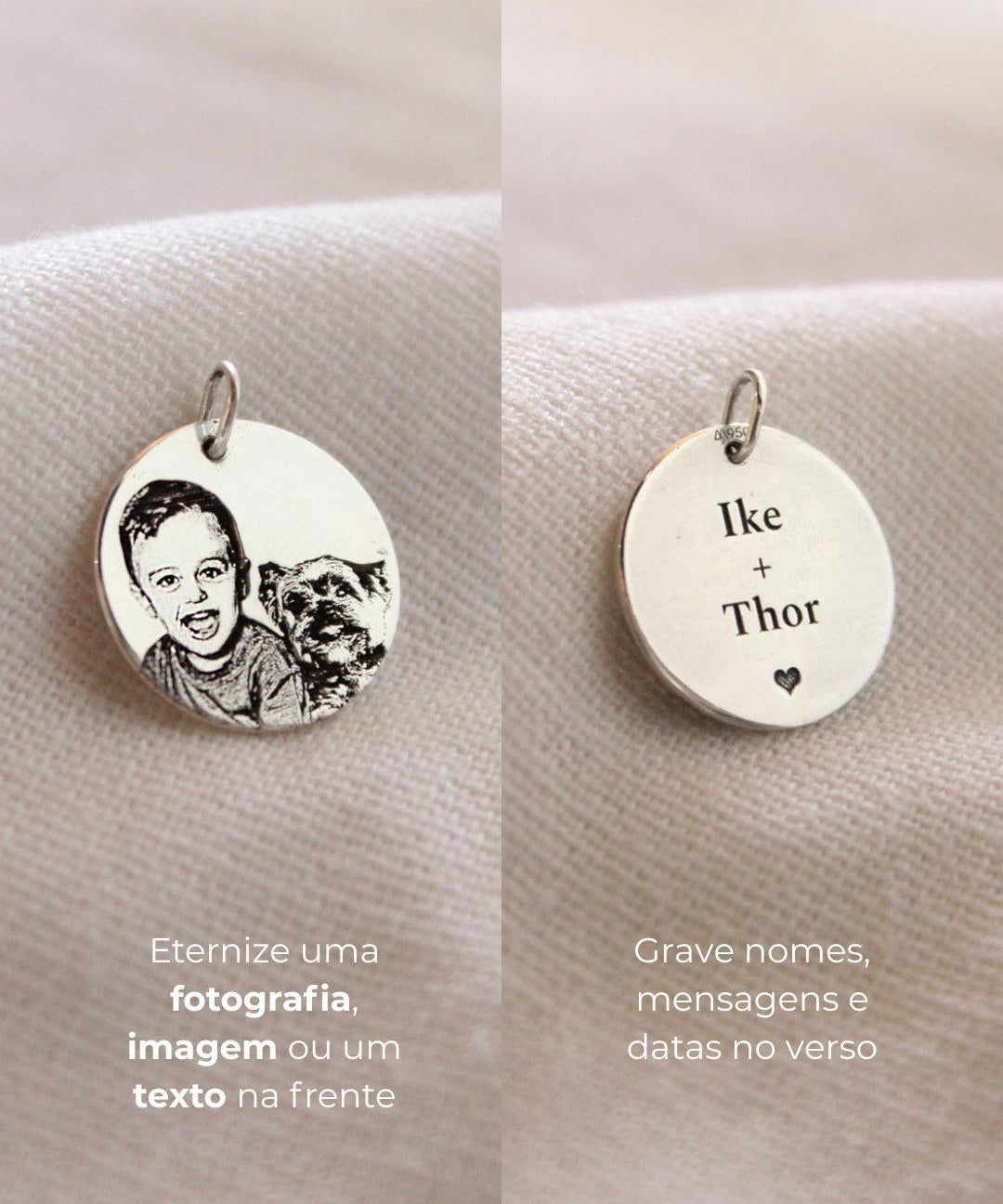 Pingente Personalizado Redondo Prata 950