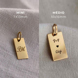 Pingente Personalizado Retangular Ouro 18K