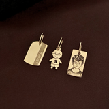 Pingente Placa com Friso Personalizado Ouro 18K