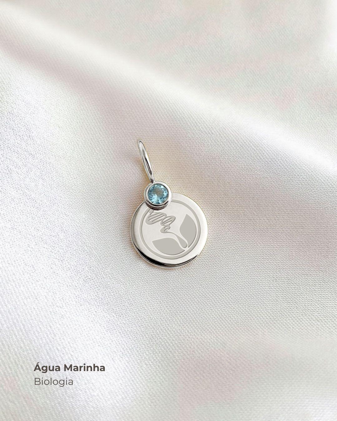 Pingente de Formatura Personalizado Prata 950 com Pedra do Curso