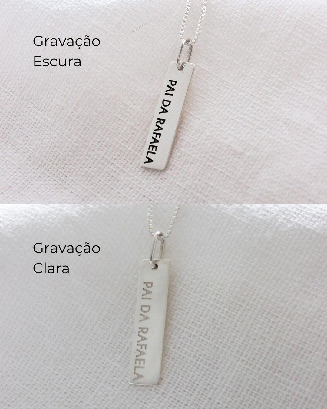 Pingente Personalizado Placa Retangular Prata