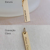 Pingente Personalizado Retangular Longo em Ouro 18k