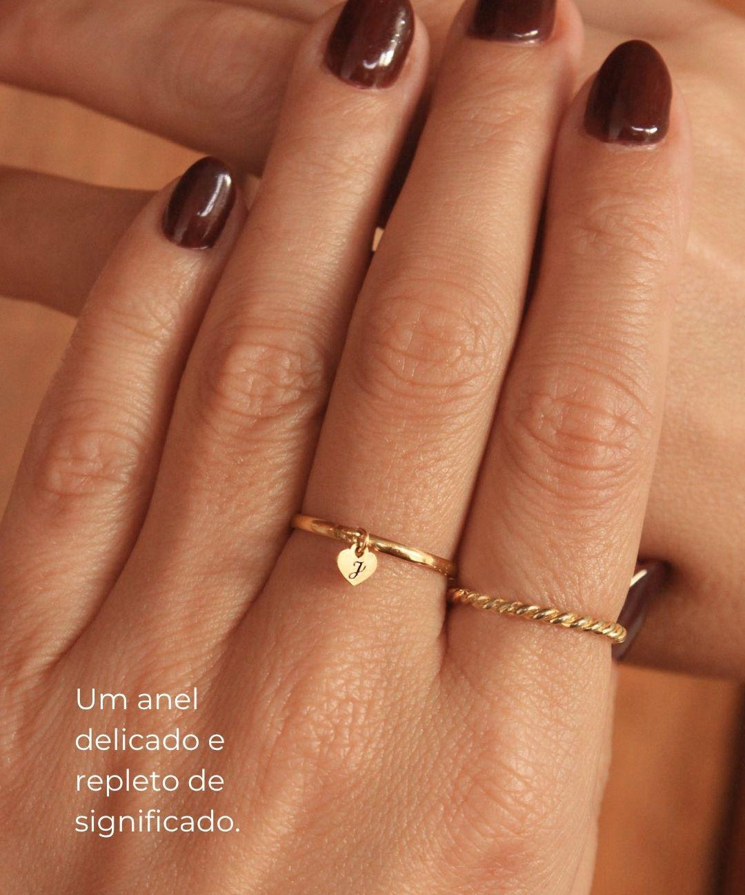 Anel Pingente Coração Personalizado Ouro 18K