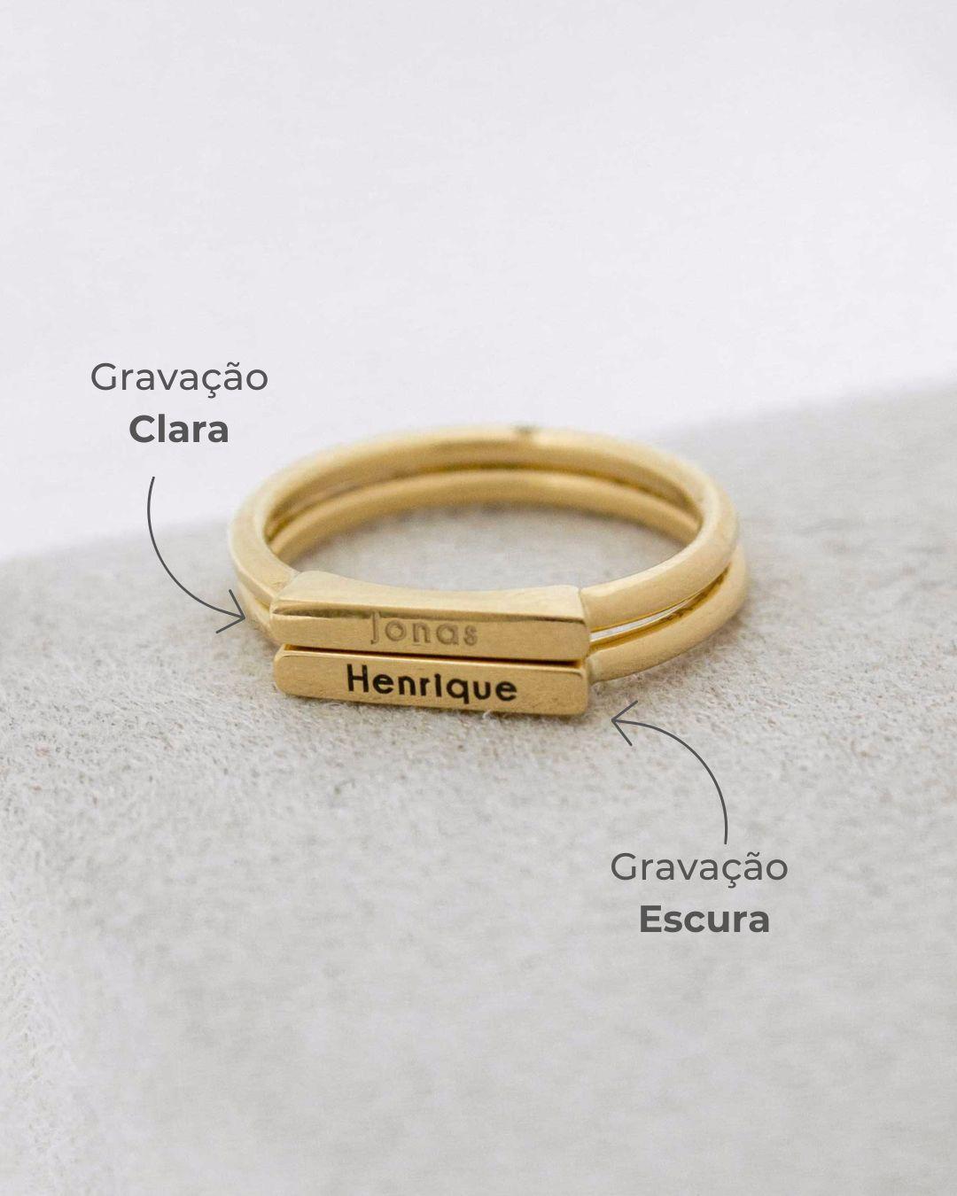 Anel Nome Personalizado Ouro 18K
